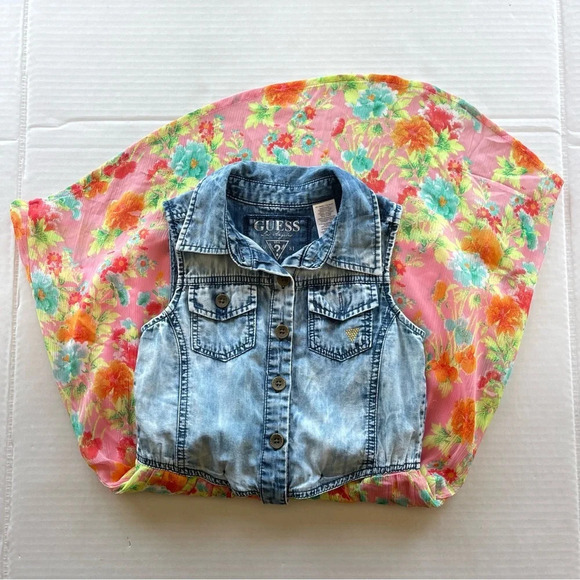 Girls Guess Denim With Flowy Bottom Dress Size S (7/8) - Picture 8 of 8